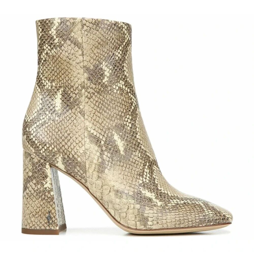 Sam Edelman Codie Ankle Boots Womens Size 5 Snake Print Block Heel Mob Wife